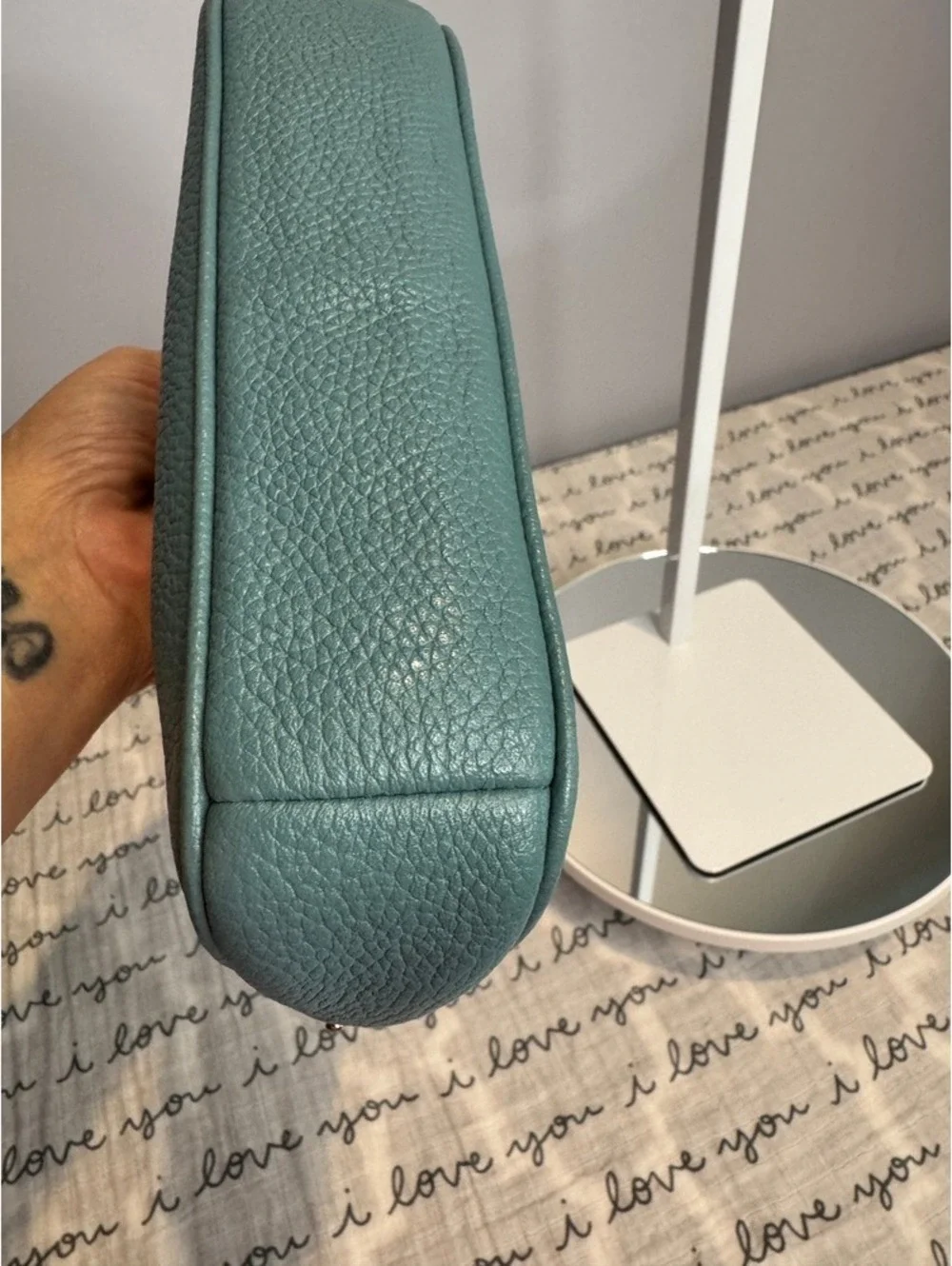 Coach Nolita 19 Peacock Teal Pebble Leather Wristlet Crossbody Bag F53077 NWOT